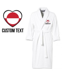 Greenland Flag Heart Shape Embroidery Logo with Custom Text Embroidered Bathrobes